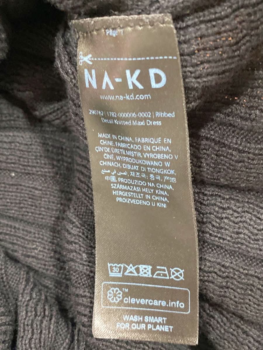 NA - KD Black Ribbed Knitted Maxi Dress UK M - Reliked