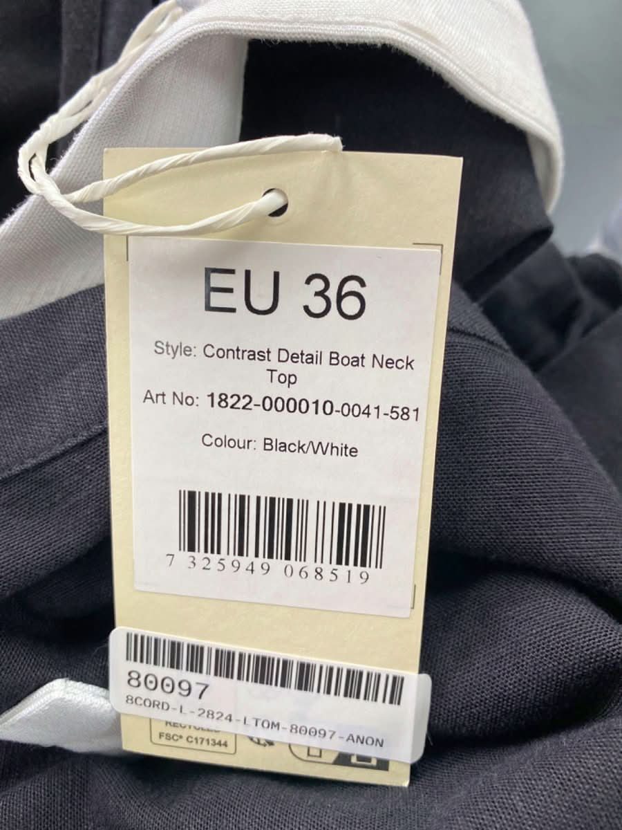 NA - KD Black/White Contrast Detail Boat Neck Top and Mini Skirt Co - ord EU 36 UK 8 - Reliked