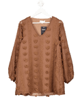 NA - KD Brown Long Sleeve Mini Dress UK 8 - Reliked