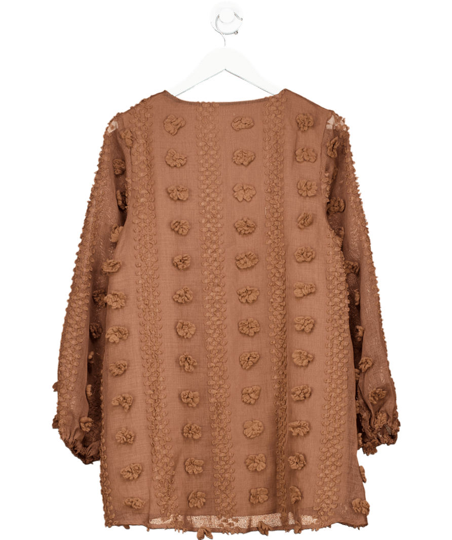 NA - KD Brown Long Sleeve Mini Dress UK 8 - Reliked