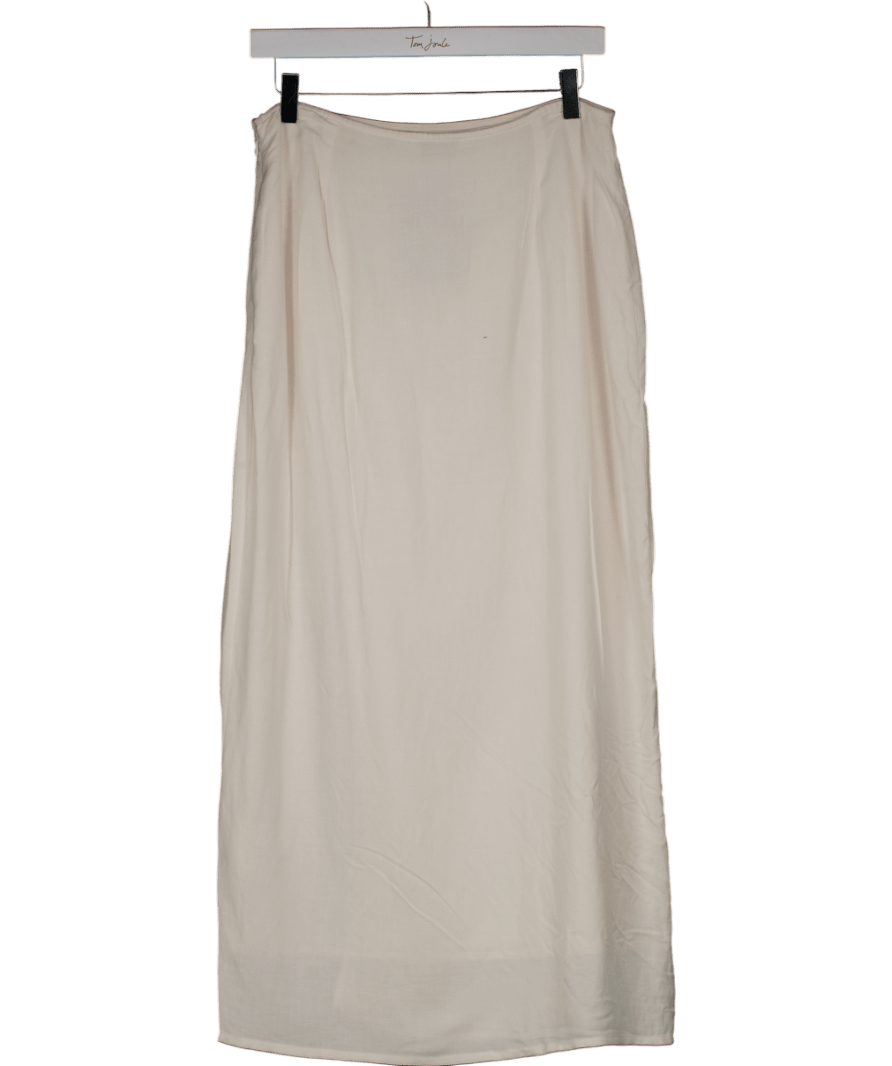 NA - KD Cream Linen Mix Slit Midi Skirt UK 10 - Reliked