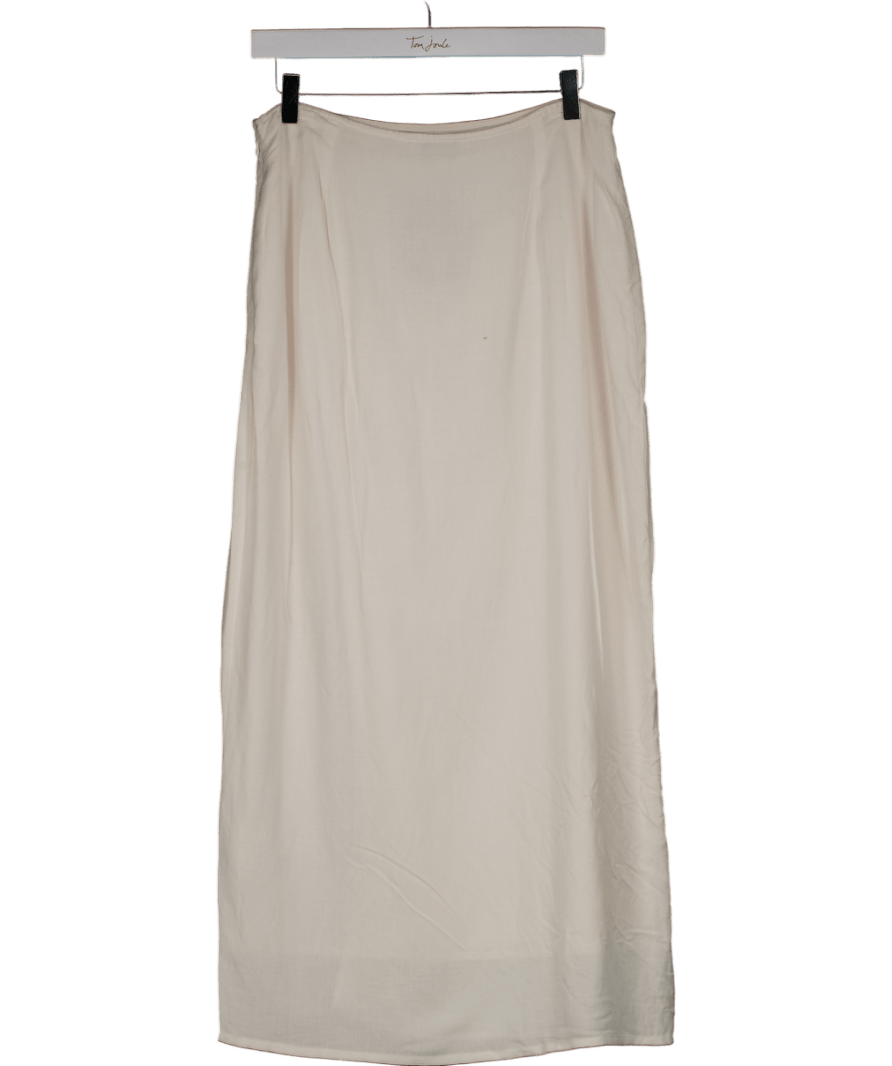 NA - KD Cream Linen Mix Slit Midi Skirt UK 10 - Reliked