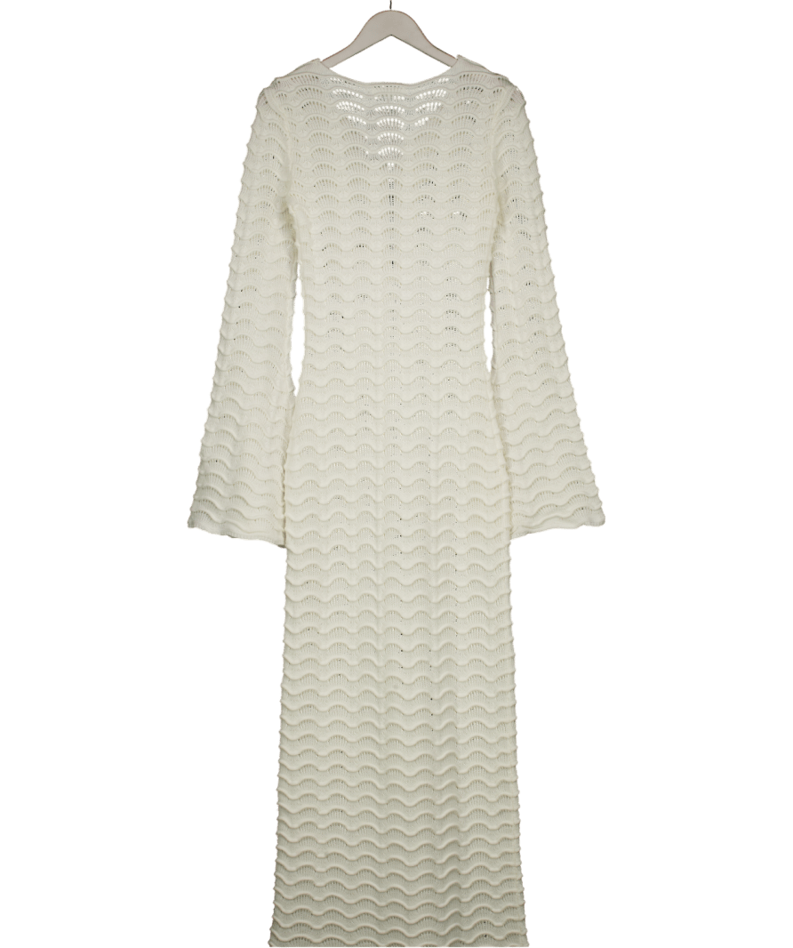 NA - KD Cream Pearl Buttoned Knitted Maxi Dress UK S - Reliked
