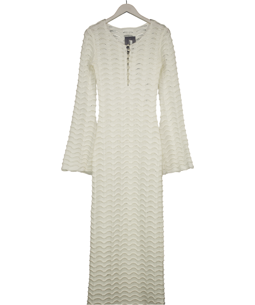 NA - KD Cream Pearl Buttoned Knitted Maxi Dress UK S - Reliked