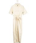 NA - KD Cream Short Sleeve Denim Jumpsuit UK 8 - Reliked