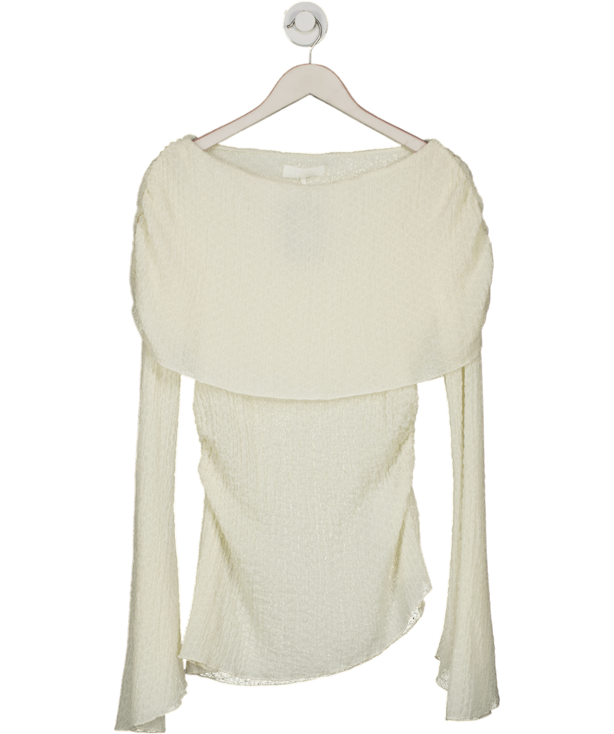 NA - KD Cream Textured Fold Over Bardot Mini Dress UK S - Reliked