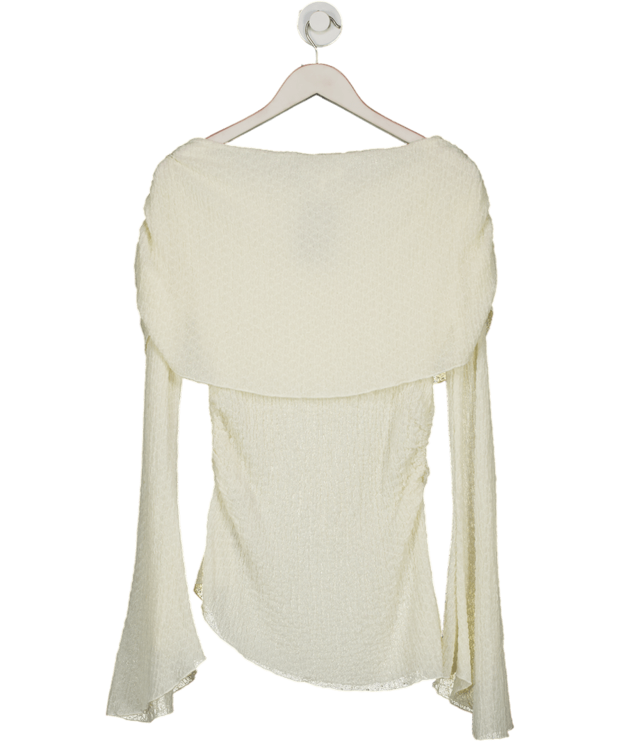 NA - KD Cream Textured Fold Over Bardot Mini Dress UK S - Reliked