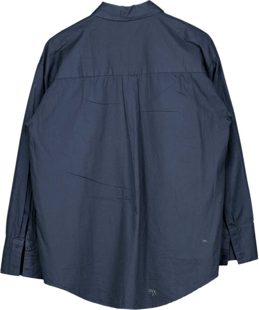 NA - KD Dark Navy Blue Oversized Cotton Shirt UK 8 - Reliked
