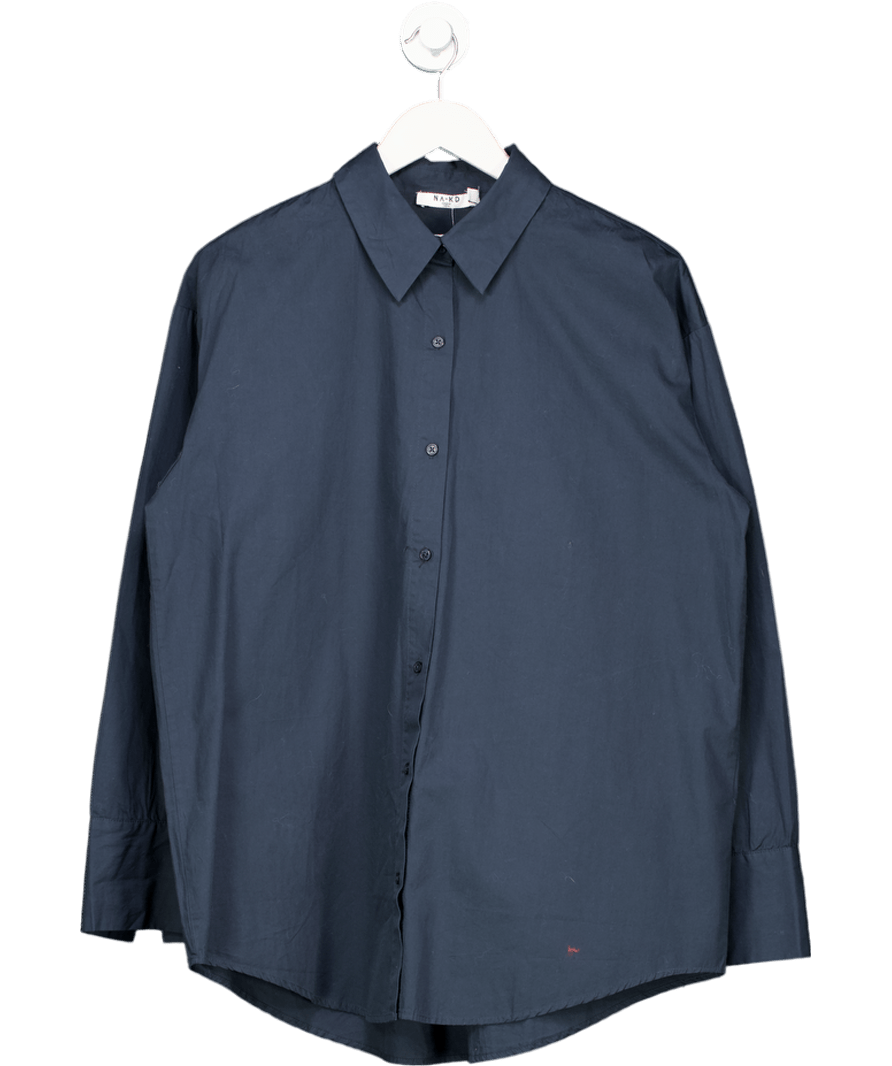 NA - KD Dark Navy Blue Oversized Cotton Shirt UK 8 - Reliked