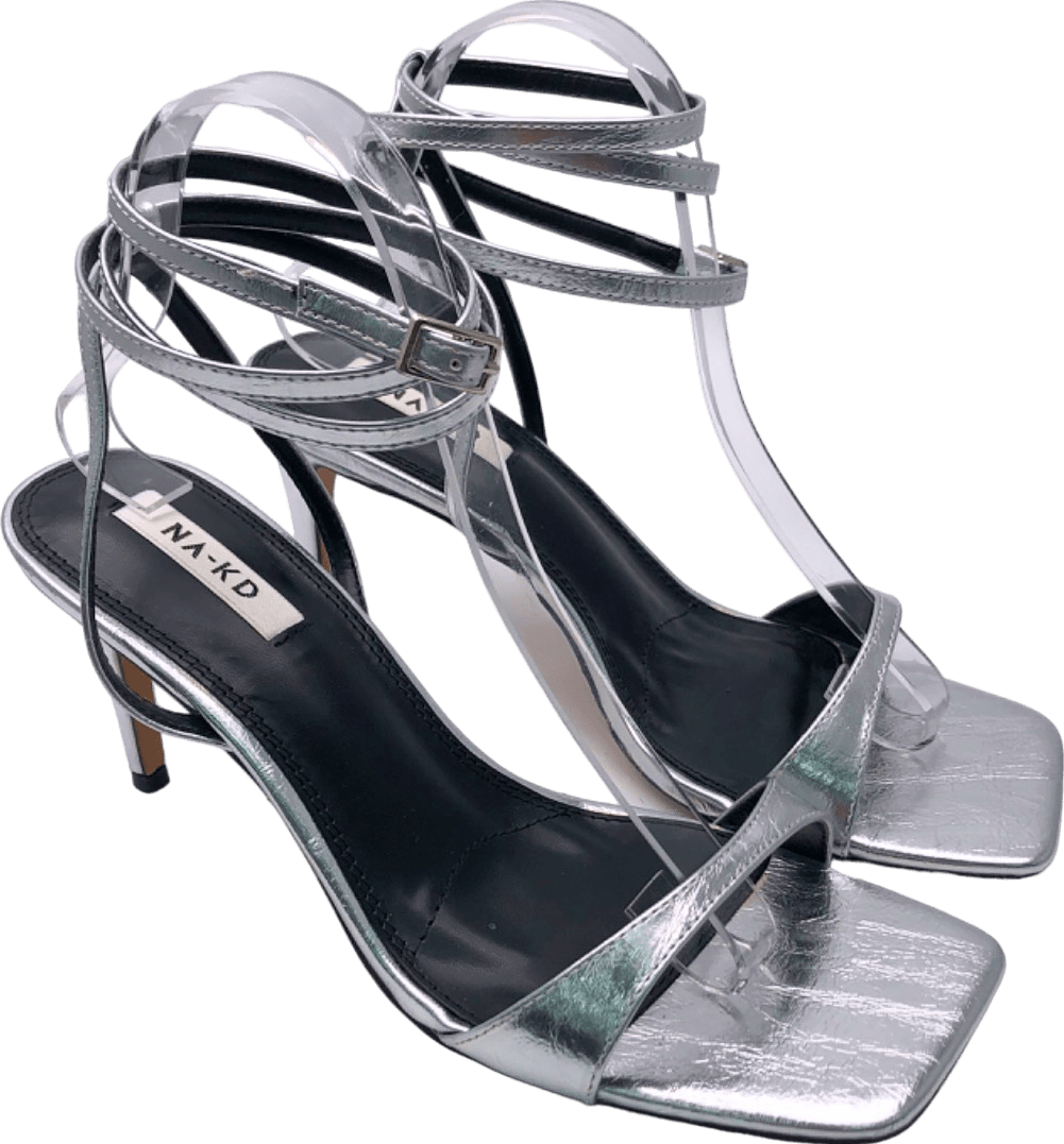 NA - KD Silver Strappy Heeled Sandals UK 7 - Reliked