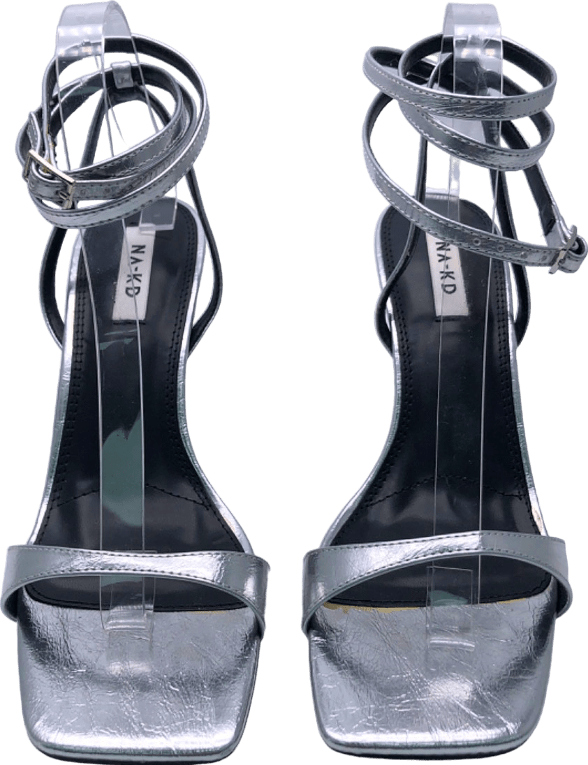 NA - KD Silver Strappy Heeled Sandals UK 7 - Reliked
