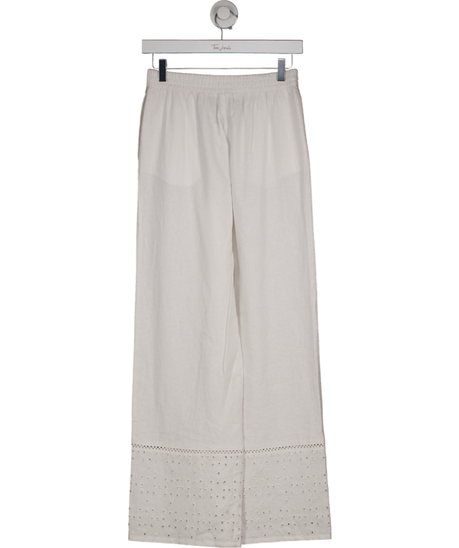 NA - KD White Broderie Hem Trousers UK XS - Reliked