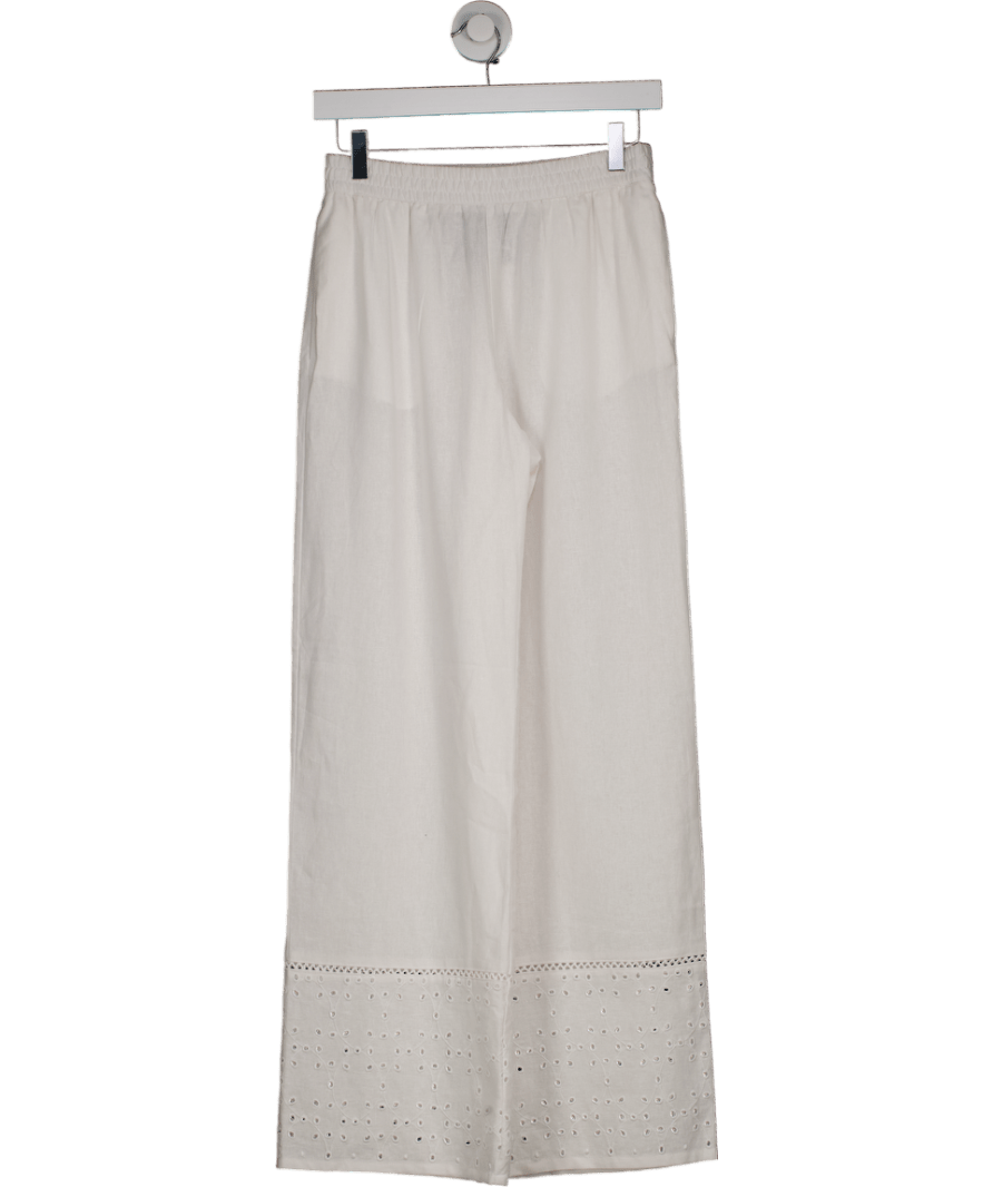 NA - KD White Broderie Hem Trousers UK XS - Reliked