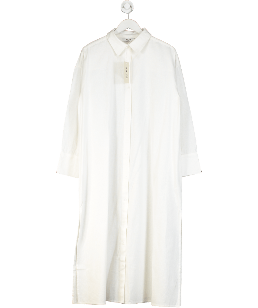 NA - KD White Cotton Maxi Shirt Dress UK 8 - Reliked