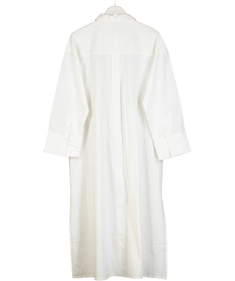 NA - KD White Cotton Maxi Shirt Dress UK 8 - Reliked