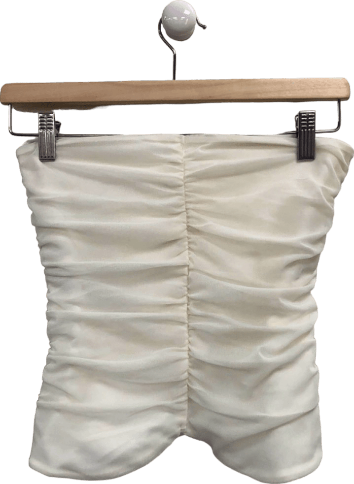 Na - Kd White Draped Mesh Tube Top UK XS - Reliked