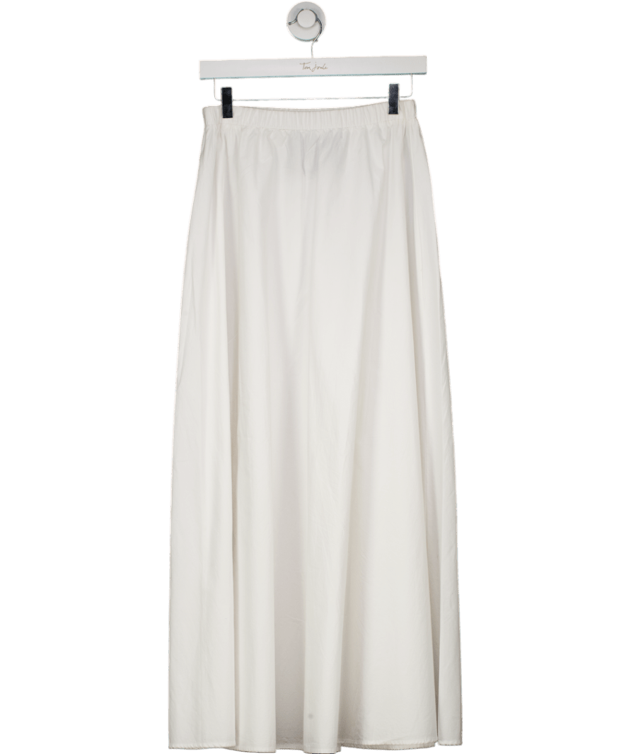 NA - KD White Elasticated Cotton Midi Skir UK 8 - Reliked