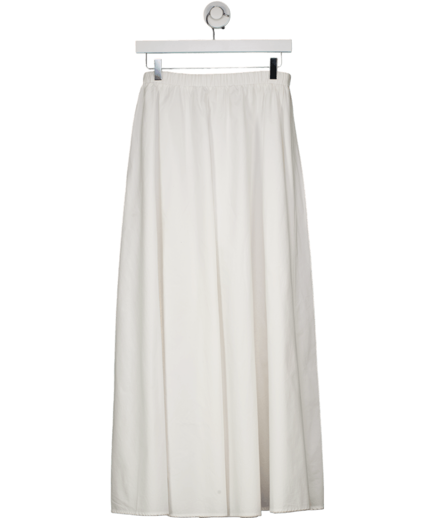 NA - KD White Elasticated Cotton Midi Skir UK 8 - Reliked