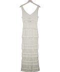 NA - KD White Knitted Crochet Maxi Dress UK M - Reliked