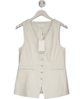 NA - KD White Linen Blend V Neck Vest UK 12 - Reliked