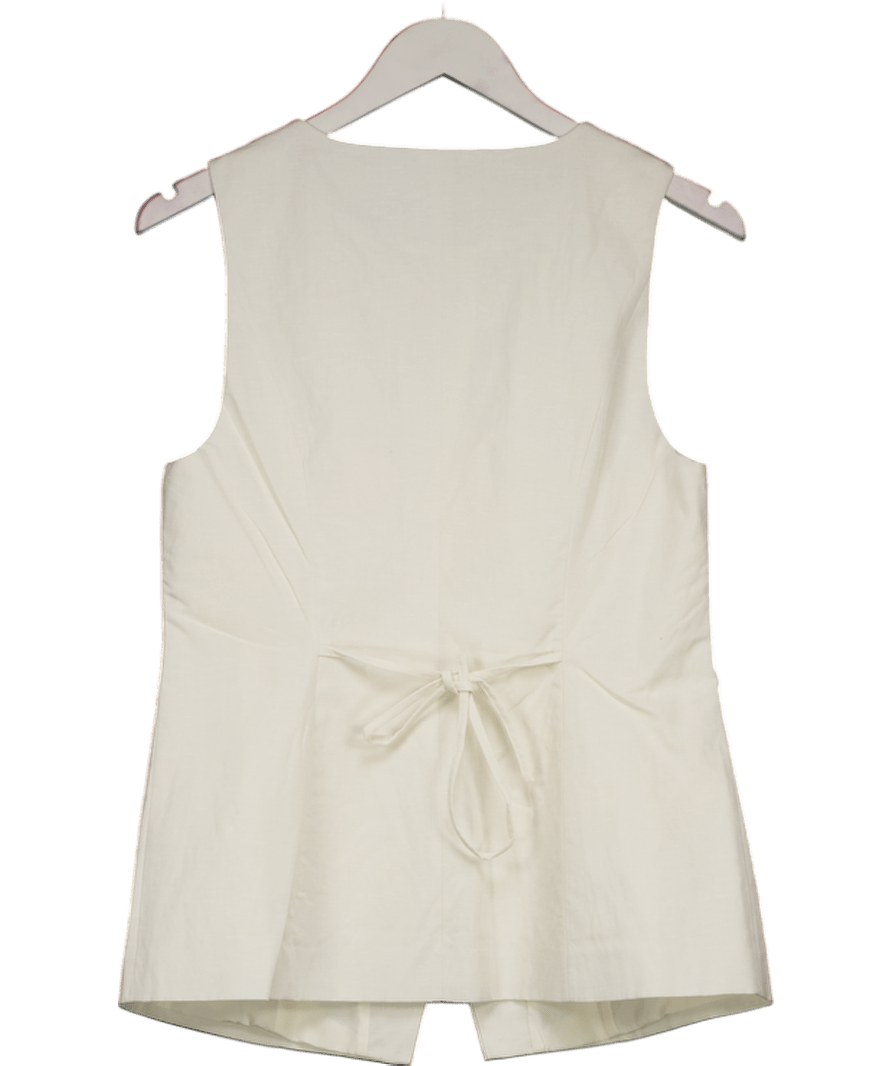 NA - KD White Linen Blend V Neck Vest UK 12 - Reliked