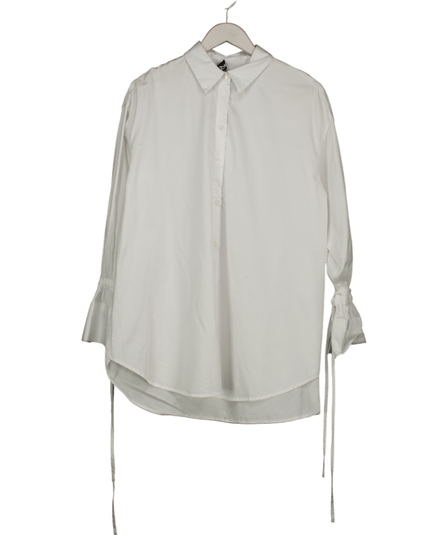 NA - KD White Tied Sleeve Shirt UK 10 - Reliked