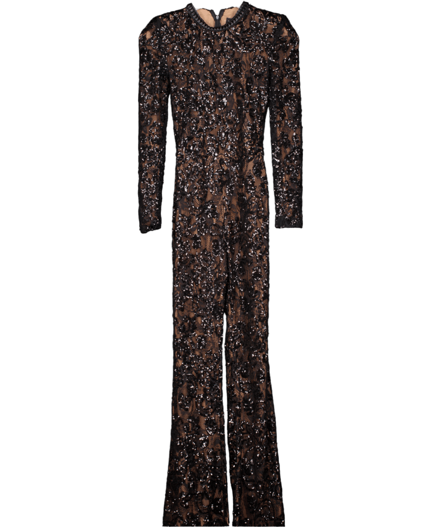 Nadine Merabi Bella Black Lace And Sequin Jumpsuit UK S/M - Reliked