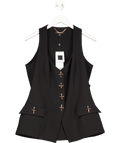 Nadine Merabi Black Zoe Waistcoat Top Sz L UK 14 - Reliked