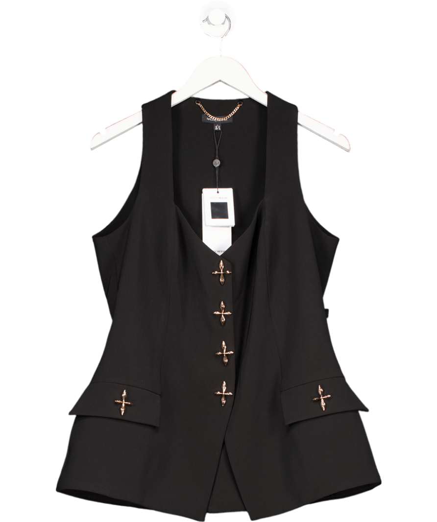 Nadine Merabi Black Zoe Waistcoat Top Sz L UK 14 - Reliked