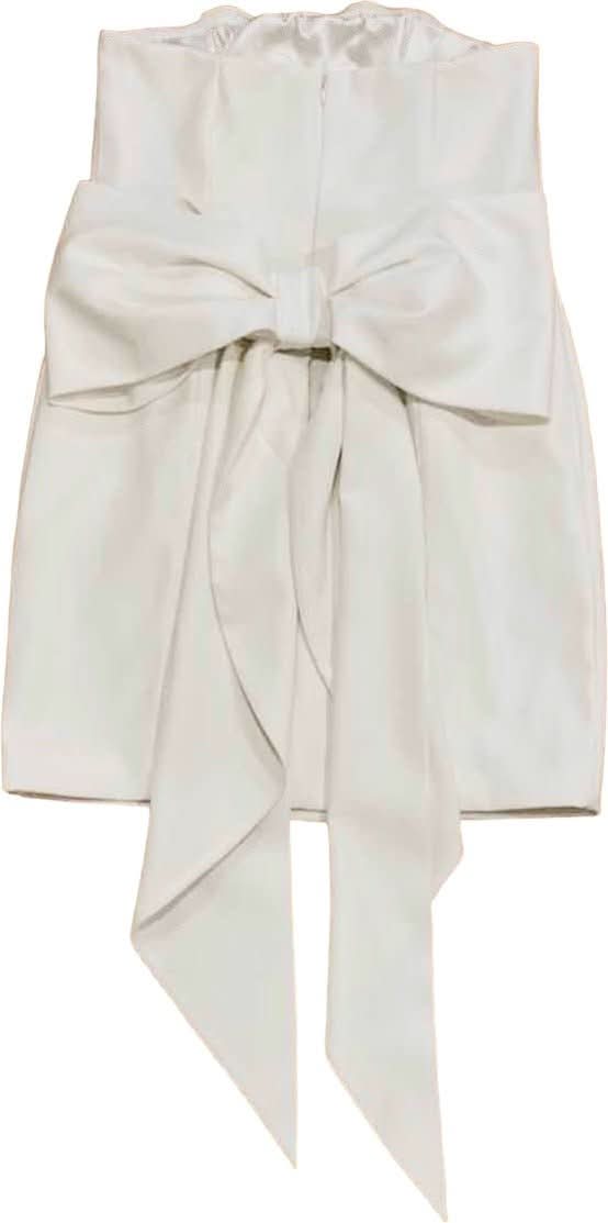 Nadine Merabi Emiliee White Mini Dress With Bow & Detachable Sleeve UK XS - Reliked