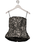 Nadine Merabi Metallic Paige Silver Sequin Corset Top UK 6 - Reliked
