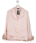 Nadine Merabi Pink Darcie Feather Cuff Satin Top UK S/M - Reliked