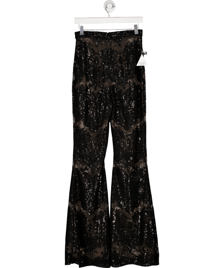 Nadine Merabi Piper Black Sequin Lace Trousers UK 8 - Reliked
