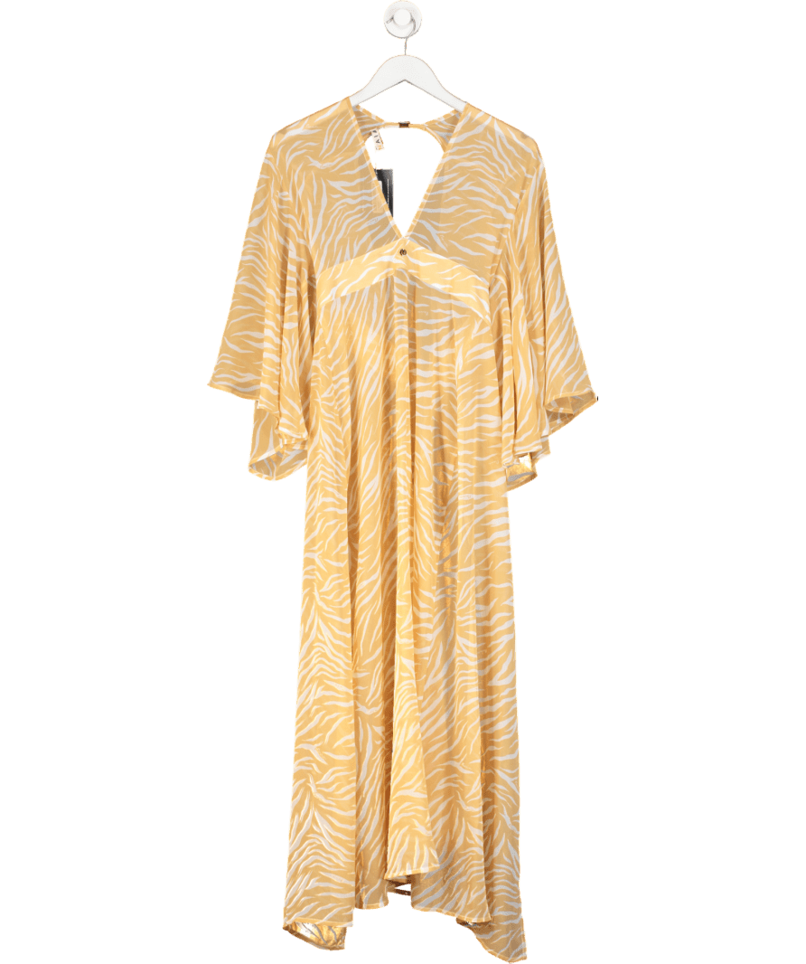 NAIA BEACH Orange Zebra Print Chiffon Kimono Dress UK S - Reliked