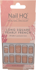 nails hq Long Square Pearly French Nails One size - Reliked