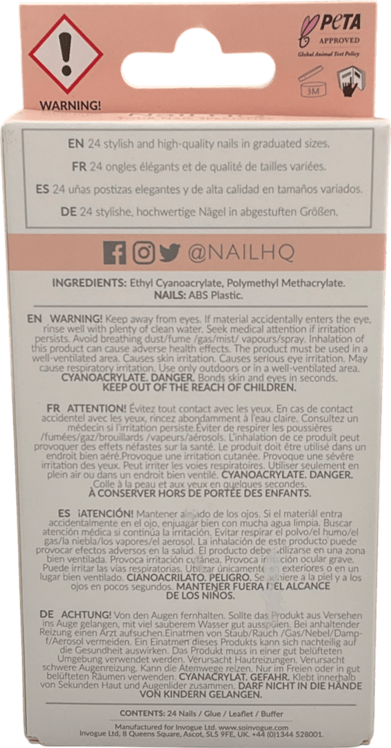 nails hq Long Square Pearly French Nails One size - Reliked