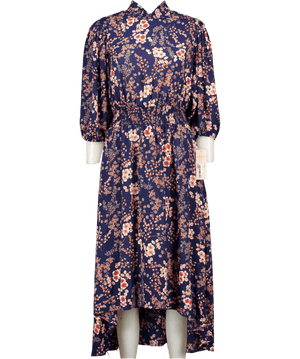 Nanette Lepore Navy Blue Floral Print Midi Dress UK 10