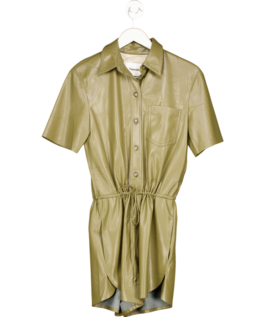 Nanushka Green Leni Vegan Leather Playsuit UK S - Reliked