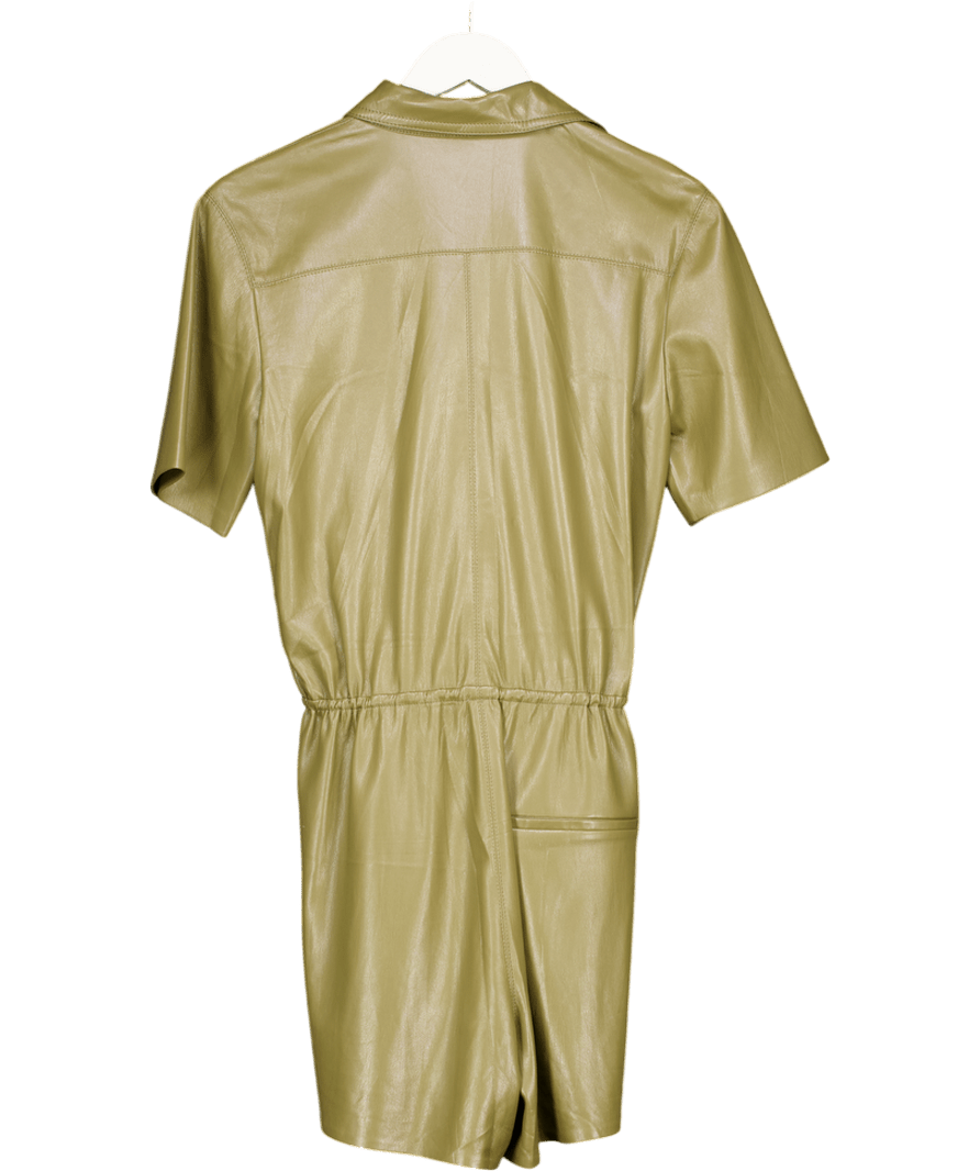 Nanushka Green Leni Vegan Leather Playsuit UK S - Reliked