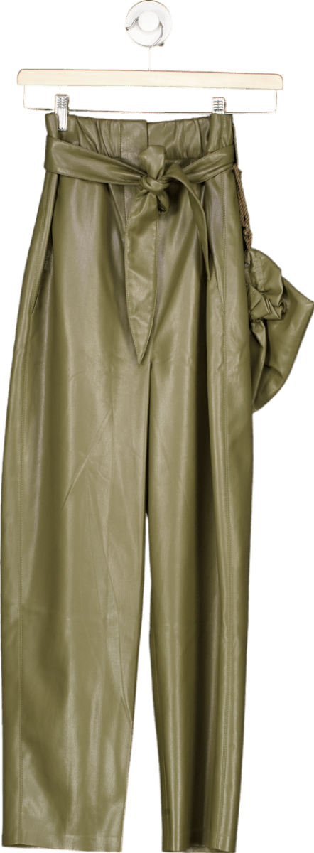 Nanushka Olive Faux Leather Trousers UK XS - Reliked