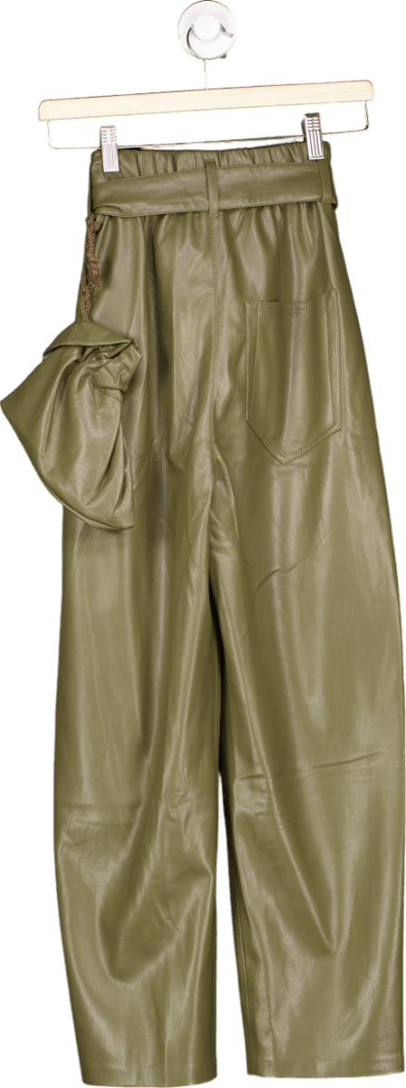 Nanushka Olive Faux Leather Trousers UK XS - Reliked