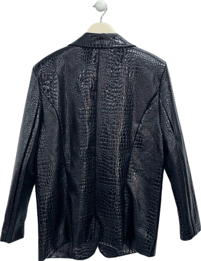 Nasty Gal Black Faux Croc Blazer UK 6 - Reliked