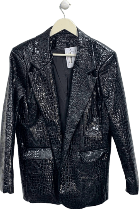 Nasty Gal Black Faux Croc Blazer UK 6 - Reliked