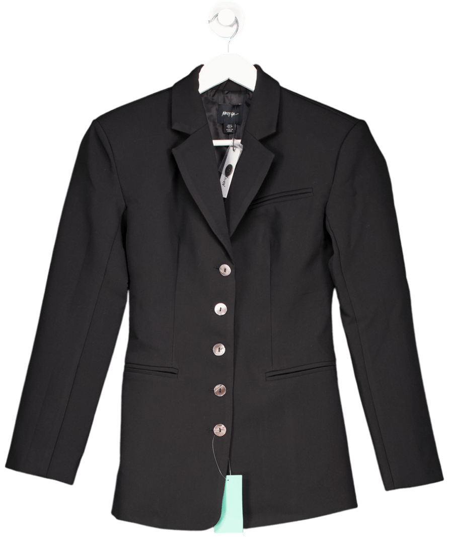 Nasty Gal Black Premium Cinched Waist Blazer UK 6 - Reliked