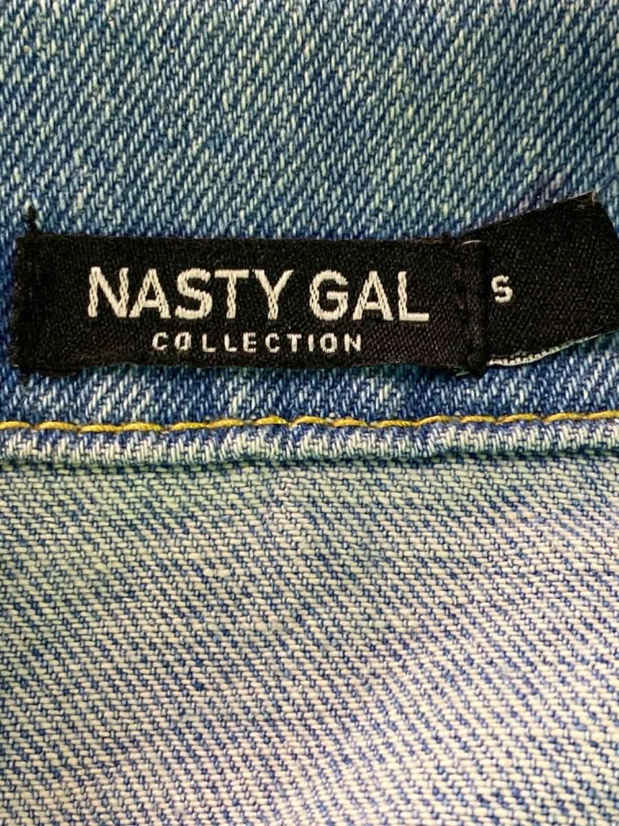 Nasty Gal Blue/Multicolour Studded Denim and Brocade Jacket S - Reliked