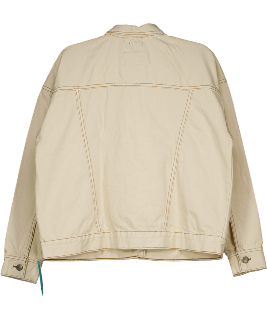 Nasty Gal Cream The Oversized Denim Jacket - ecru UK 6 - Reliked