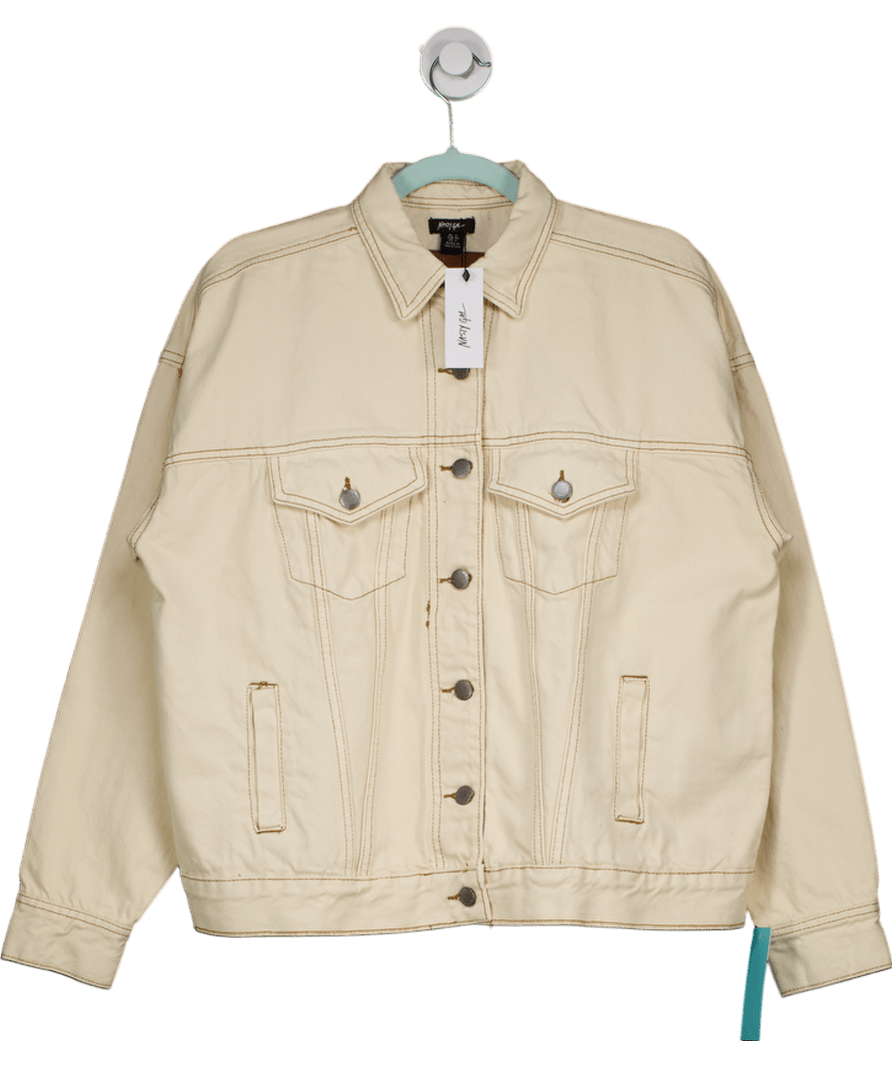 Nasty Gal Cream The Oversized Denim Jacket - ecru UK 6 - Reliked