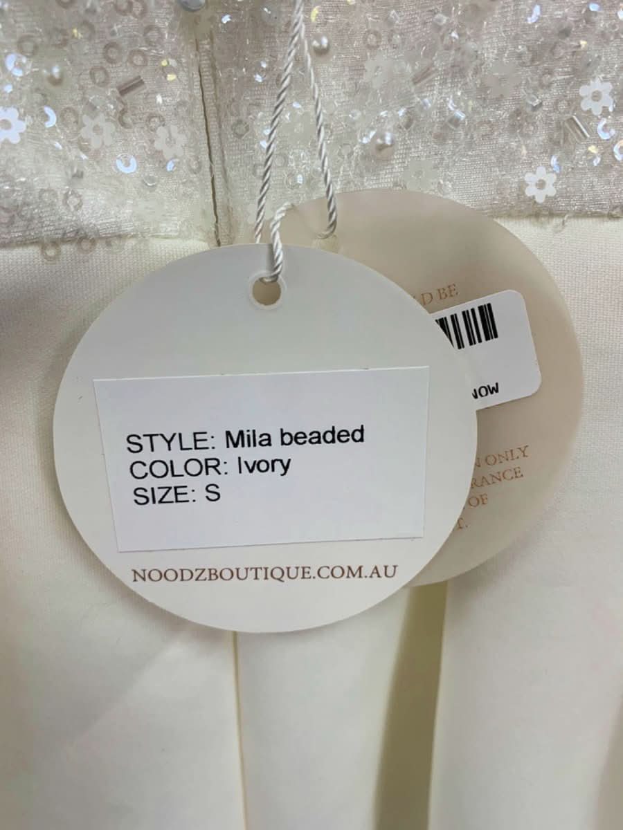 NB Luxe White/Ivory Mila Beaded Dress UK S - Reliked