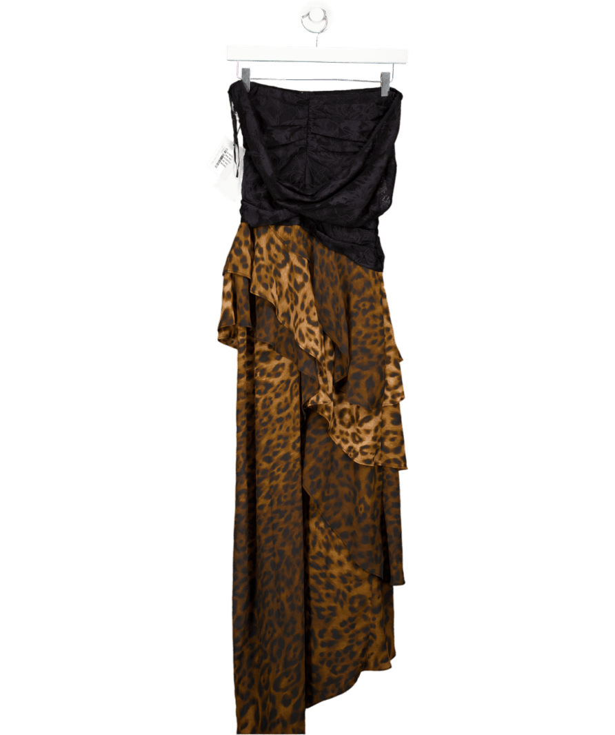 NBD Black / Brown The Avery Dress In Leopard Print UK XS - Reliked