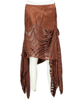 NBD Chocolate Brown Satin Burnout The Amren Midi Skirt UK S - Reliked